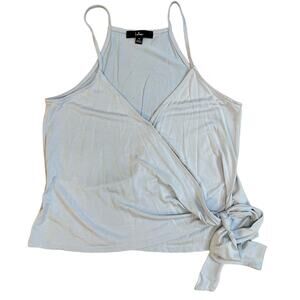 Lulu’s pale blue strappy halter neck faux wrap top with tie size M